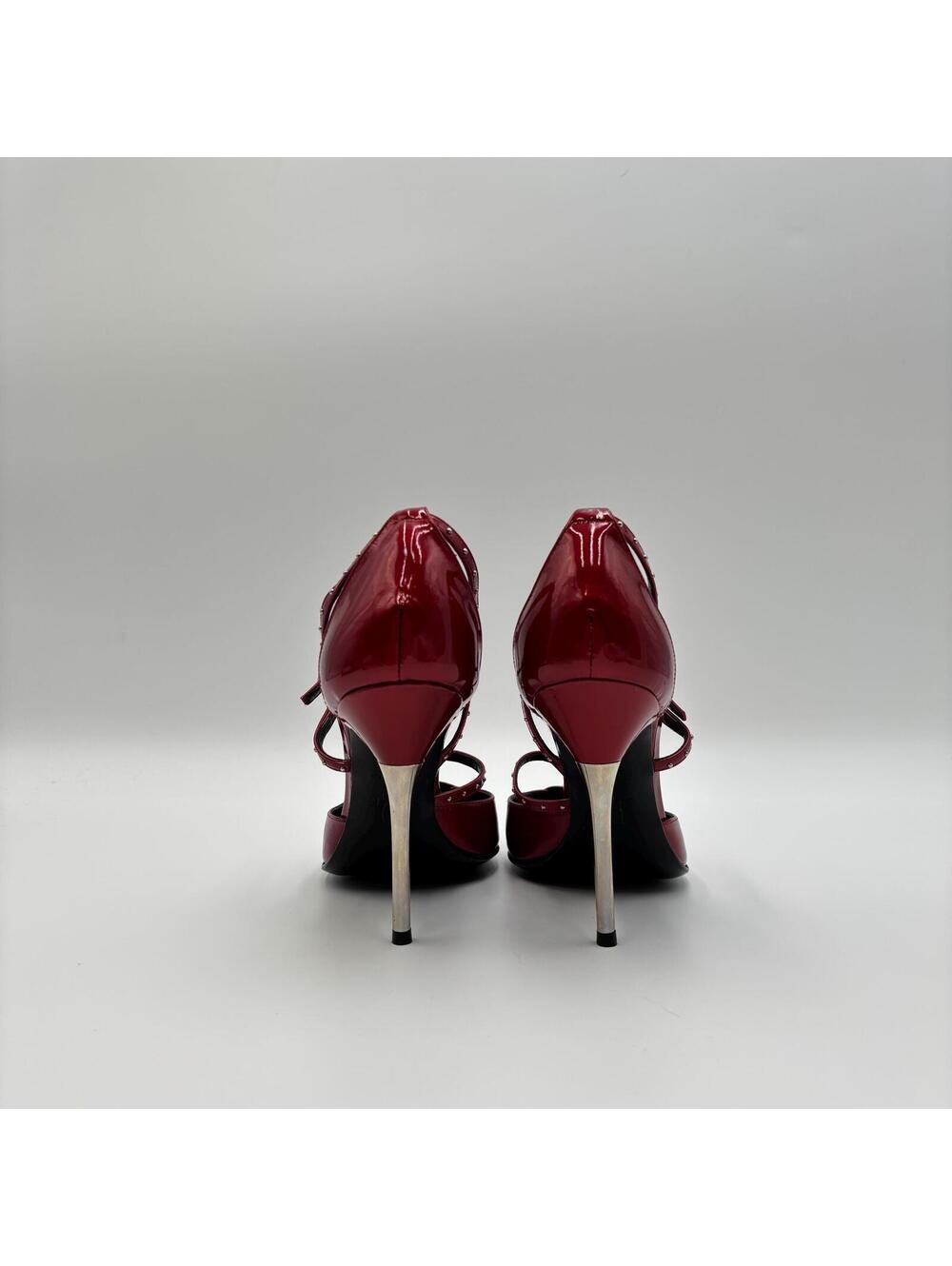Christian Dior by John Galliano Red Patent Studded Pumps Size 37 - Picture 4 of 6